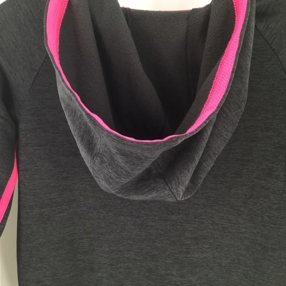 Adidas girls gray, pink &‎ black hoodie/thumb holes